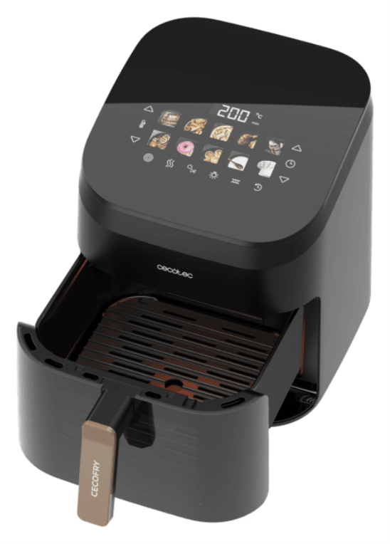 Cecotec Cecofry&Grill Smokin' 6500 Sencillo 6,5 L Independiente 2200 W Freidora de aire caliente Negro, Marrón