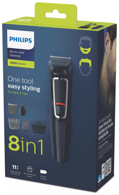 Philips MULTIGROOM Series 3000 Cara y cabello 8 en 1 con 8 herramientas
