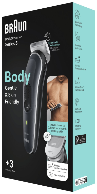 Braun BodyGroomer BG5340 Negro, Plata