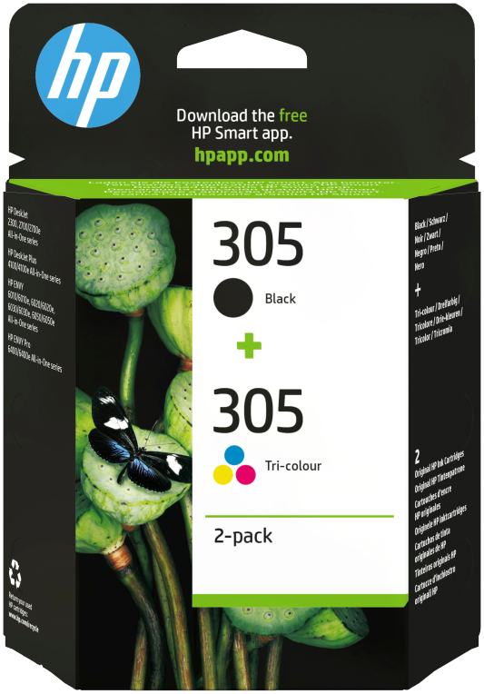 HP Paquete de 2 cartuchos de tinta original 305 tricolor / negro