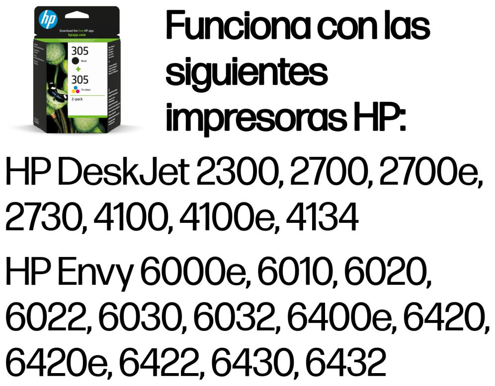 HP Paquete de 2 cartuchos de tinta original 305 tricolor / negro
