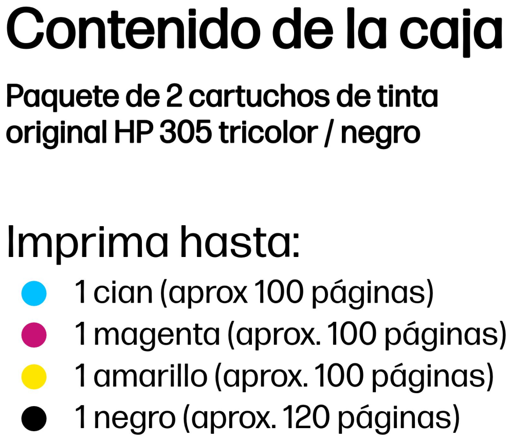 HP Paquete de 2 cartuchos de tinta original 305 tricolor / negro