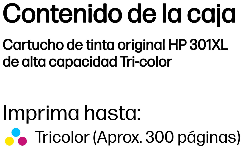 HP Cartucho de tinta original 301XL de alta capacidad Tri-color