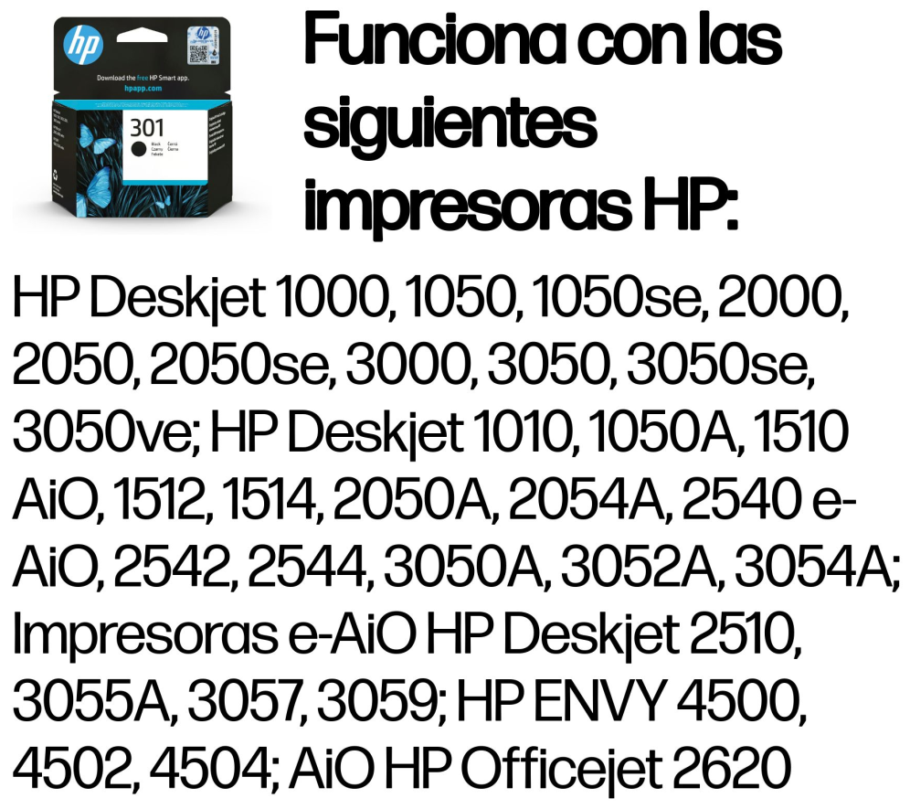 HP Cartucho de tinta original 301 negro