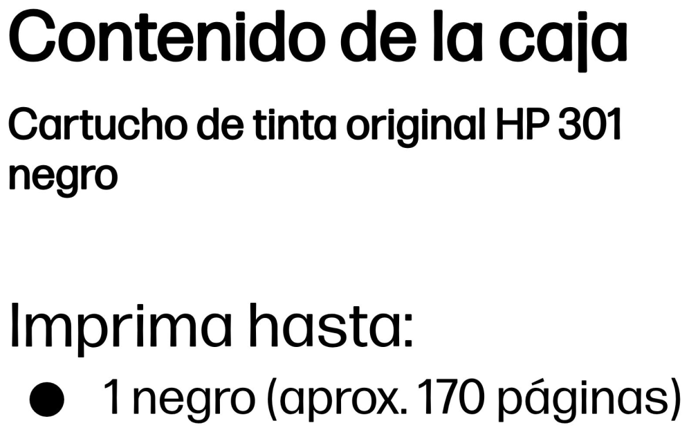 HP Cartucho de tinta original 301 negro