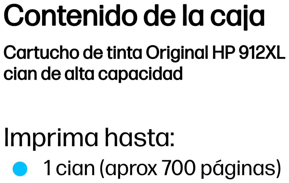 HP Cartucho de tinta Original 912XL cian de alta capacidad