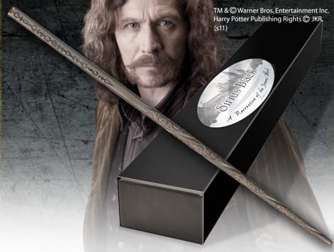 REPLICA THE NOBLE COLLECTION HARRY POTTER SIRIUS BLACK VARITA CON CAJA Y PLACA DE IDENTIFICACION