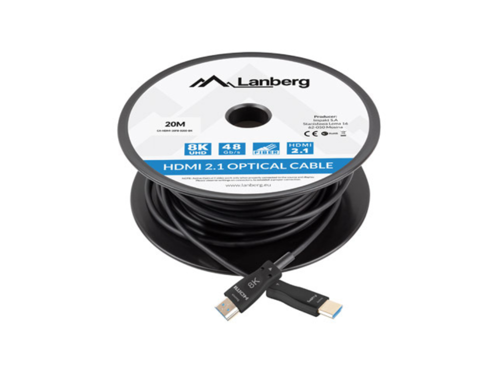 CABLE HDMI AOC LANBERG V2.1 M/M OPTICO ACTIVO 8K 60HZ 20M NEGRO