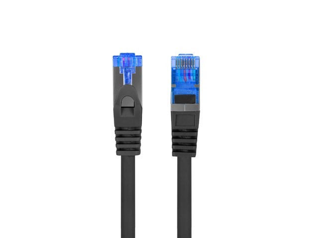 CABLE RED LANBERG LATIGUILLO CAT.6A S/FTP LSZH CCA 0.25M NEGRO FLUKE PASSED