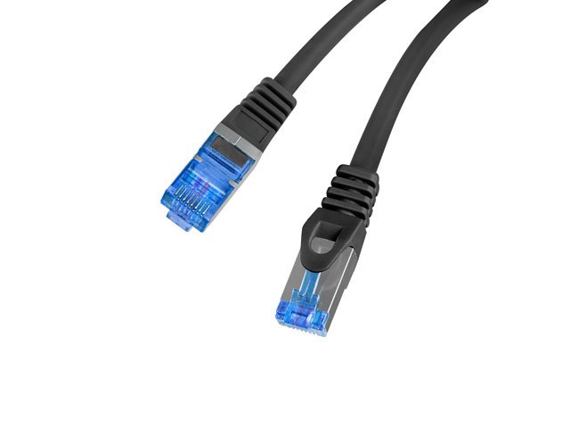 CABLE RED LANBERG LATIGUILLO CAT.6A S/FTP LSZH CCA 0.25M NEGRO FLUKE PASSED