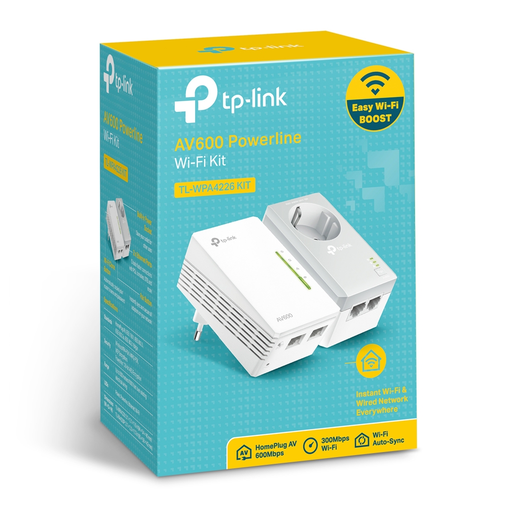 KIT DE ADAPTADORES POWERLINE WIFI TP-LINK TL-WPA4226 KIT AV600