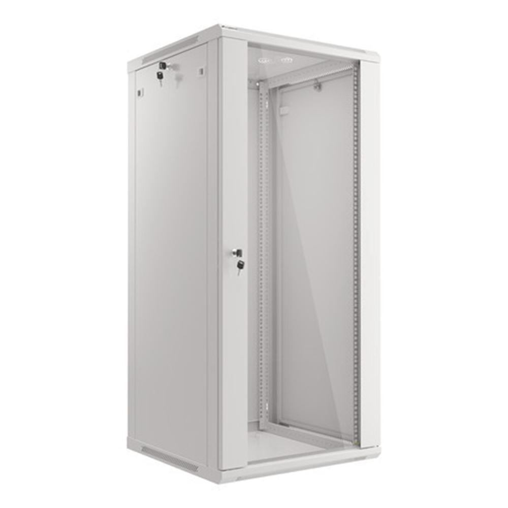 ARMARIO LANBERG MURAL RACK 19" 27U/ 600X600 FLAT PACK PUERTA CRISTAL GRIS