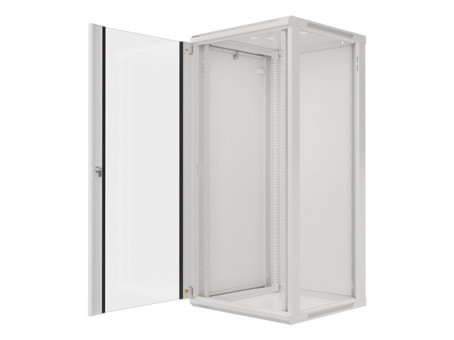 ARMARIO LANBERG MURAL RACK 19" 27U/ 600X600 FLAT PACK PUERTA CRISTAL GRIS