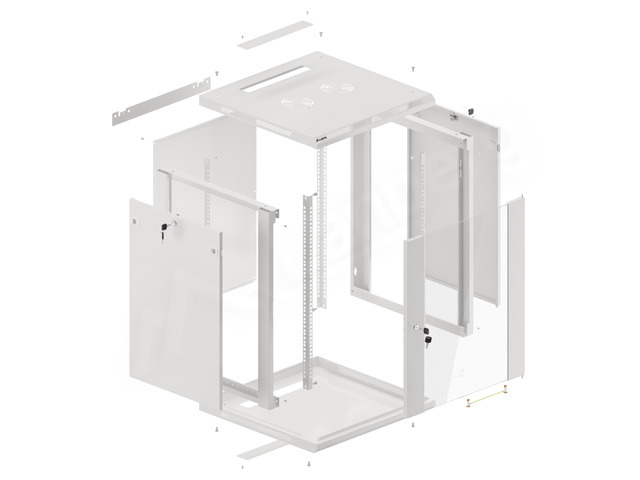 ARMARIO LANBERG MURAL RACK 19" 15U/ 600X600 FLAT PACK GRIS PUERTA CRISTAL