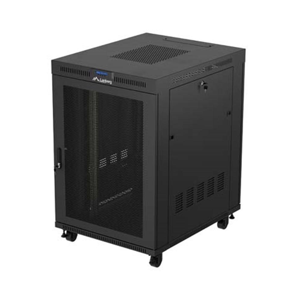 ARMARIO LANBERG RACK 19" 22U/ 800X1000 FLAT PACK PUERTA PERFORADA CON LCD NEGRO