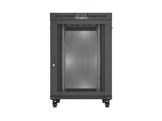 ARMARIO LANBERG RACK 19" 22U/ 800X1000 FLAT PACK PUERTA PERFORADA CON LCD NEGRO