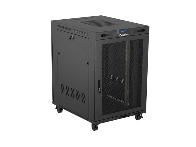 ARMARIO LANBERG RACK 19" 22U/ 800X1000 FLAT PACK PUERTA PERFORADA CON LCD NEGRO