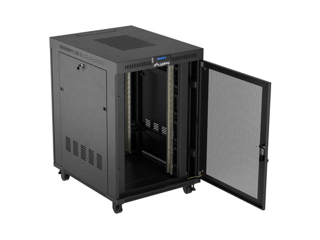 ARMARIO LANBERG RACK 19" 22U/ 800X1000 FLAT PACK PUERTA PERFORADA CON LCD NEGRO