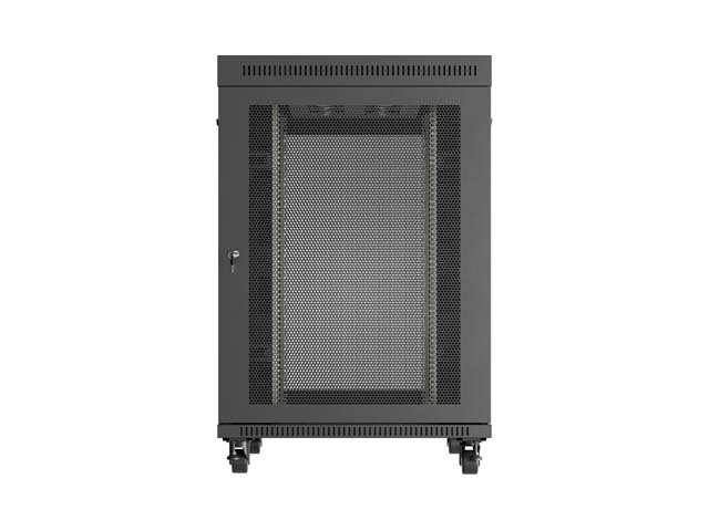ARMARIO LANBERG RACK 19" 22U/ 800X1000 FLAT PACK PUERTA PERFORADA CON LCD NEGRO