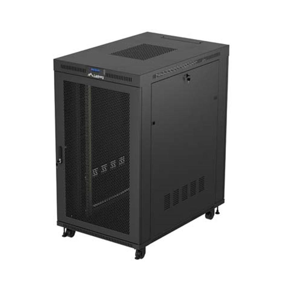 ARMARIO LANBERG RACK 19" 27U/ 800X1200 PUERTA MESH CON LCD FLAT PACK NEGRO