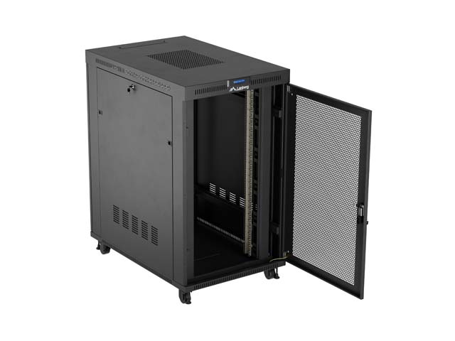 ARMARIO LANBERG RACK 19" 27U/ 800X1200 PUERTA MESH CON LCD FLAT PACK NEGRO