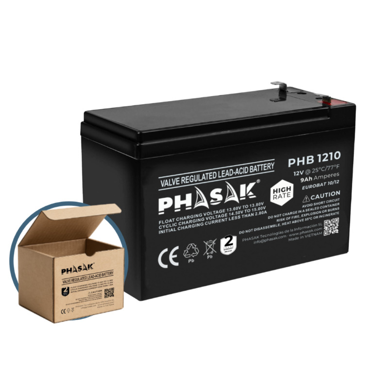 BATERIA PHASAK PHB 1210 HIGH RATE COMPATIBLE PARA SAIS 9Ah 12V ACIDO/PLOMO