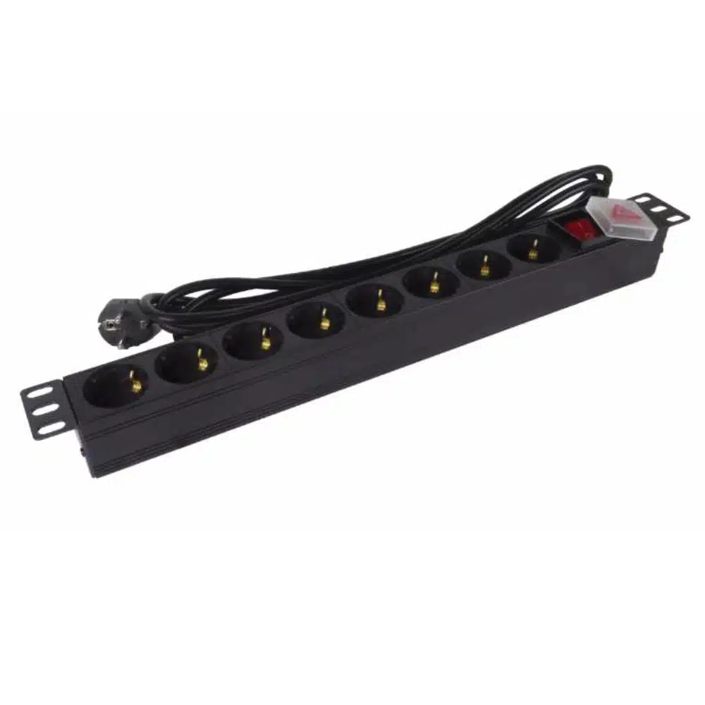 REGLETA PHASAK 8 TOMAS ARMARIO RACK 19" CON INTERRUPTOR 3M NEGRO BNS 1520