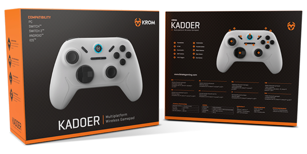 Krom Kadoer Blanco Bluetooth/USB Gamepad Analógico/Digital Android, Nintendo Switch, Nintendo Switch 2, PC, iOS