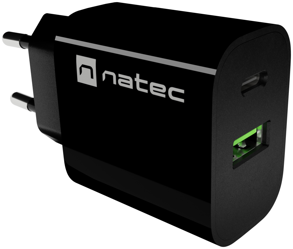 NATEC NUC-2397 cargador de dispositivo móvil Universal Negro Corriente alterna Carga rápida Interior