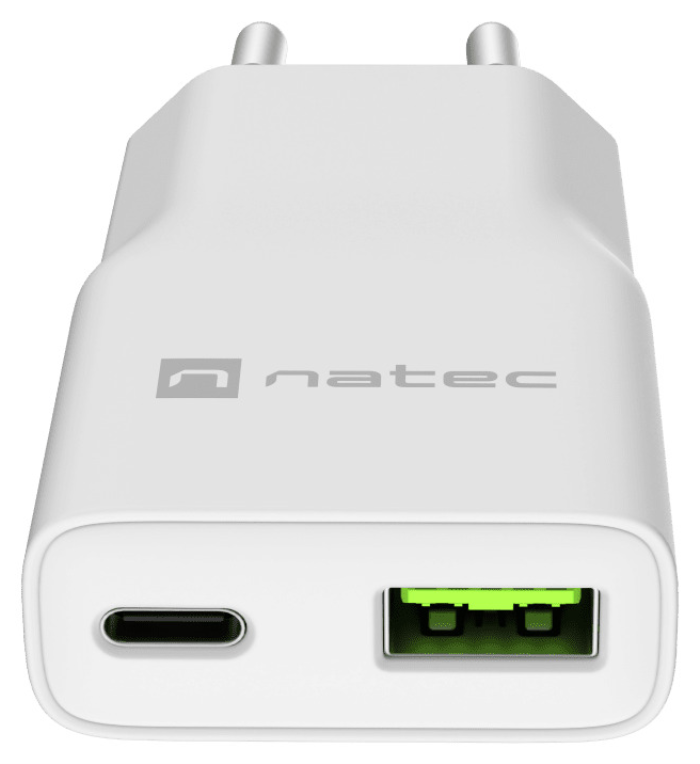 NATEC NUC-2376 cargador de dispositivo móvil Universal Blanco Corriente alterna Carga rápida Interior