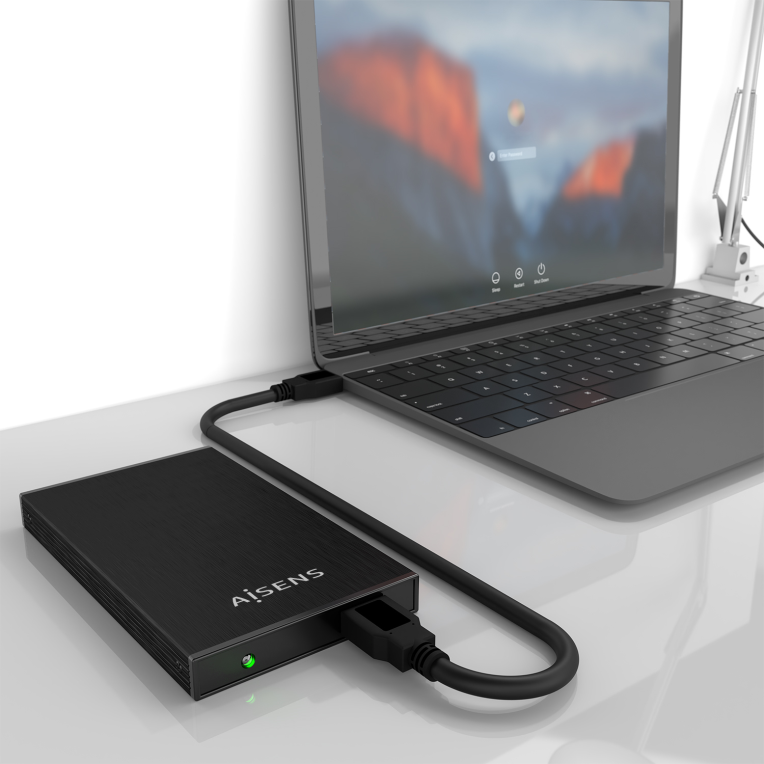 AISENS Caja Externa 2,5? ASE-2523B 9.5MM SATA a USB 3.0/USB3.1 GEN1, Negra