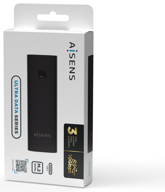 AISENS Caja Externa M.2 (NGFF) ASM2-020B NVMe a USB3.2 GEN2, Negra
