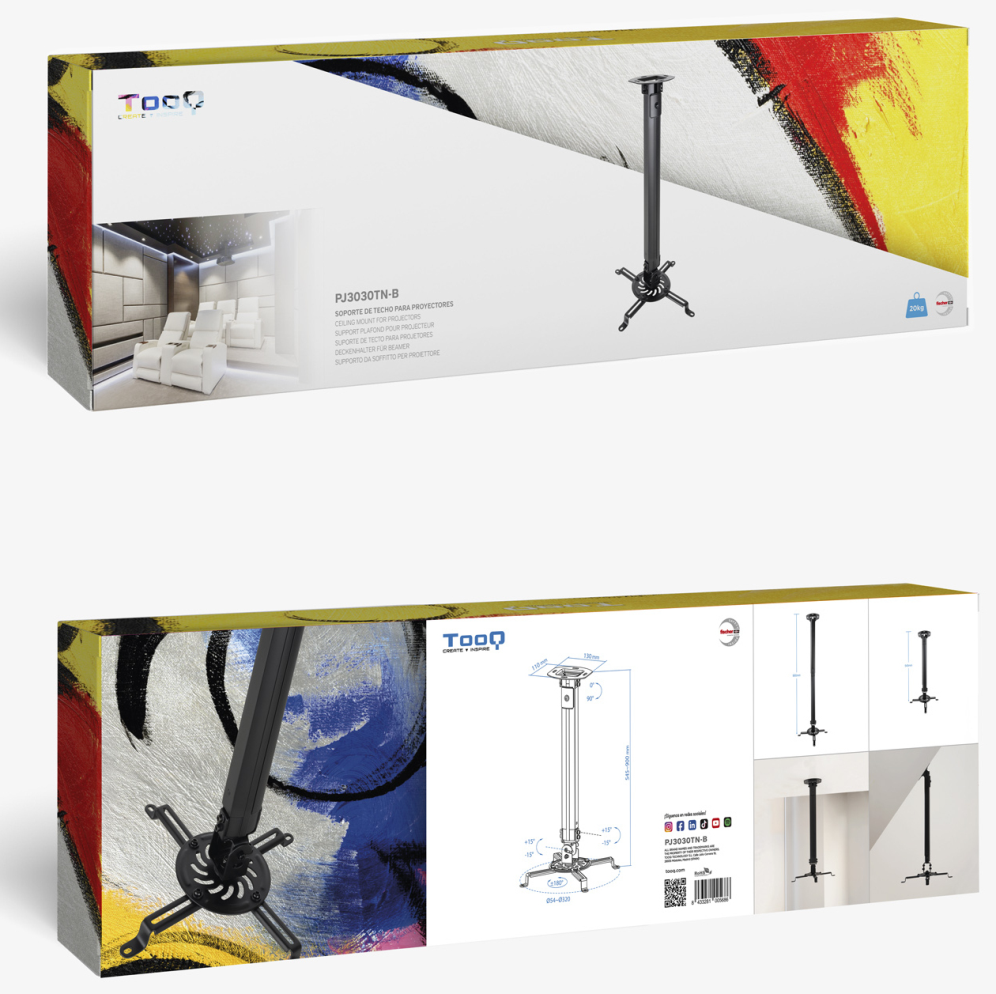 TooQ PJ3030TN-B montaje para projector Negro