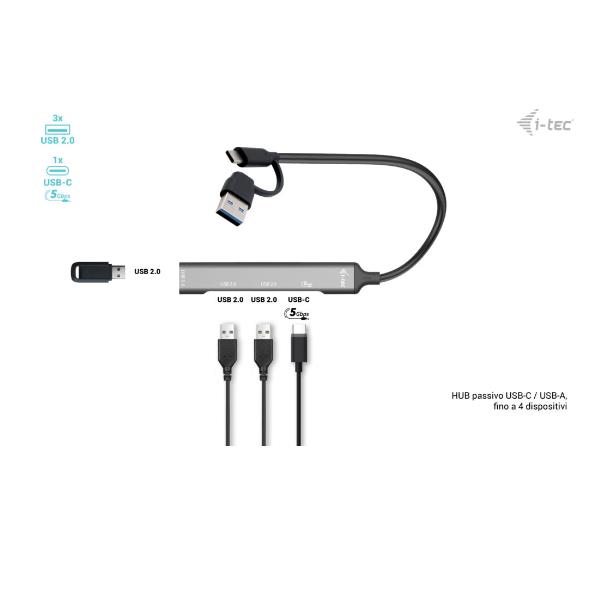 HUB I-TEC USB TIPO C / USB TIPO A 4 EN 1