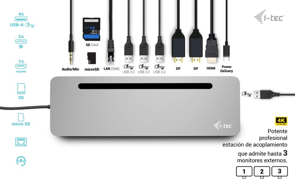 DOCKING STATION I-TEC USB TIPO C 12 EN 1 + CARGADOR 100W