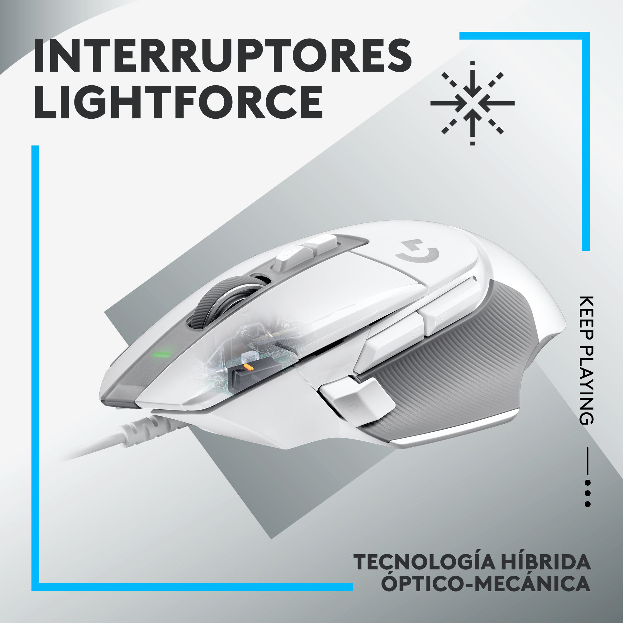 MOUSE RATON LOGITECH G G502 X GAMING OPTICO USB 25600PPP BLANCO