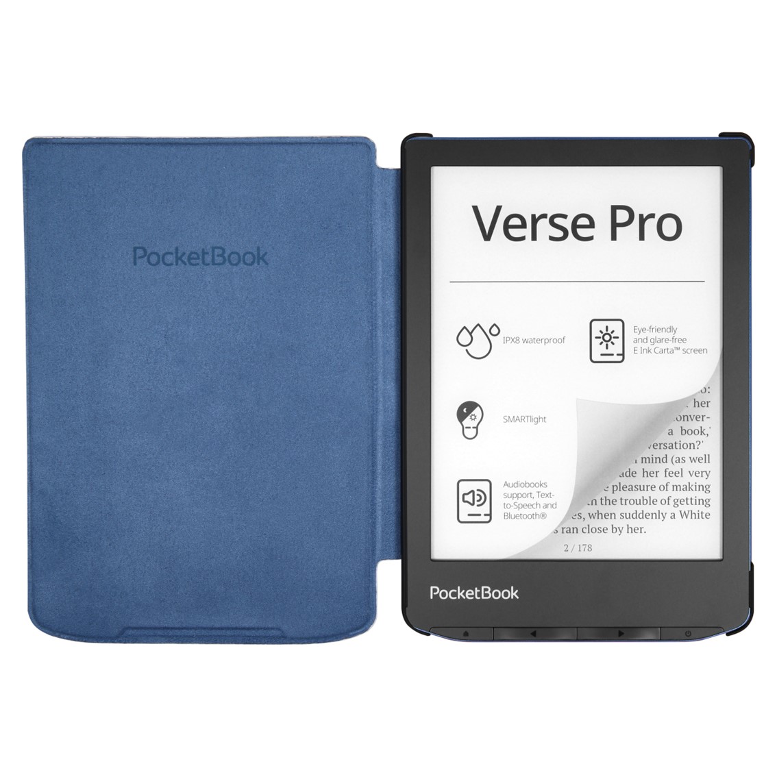 POCKETBOOK FUNDA SHELL SERIES VERSE + VERSE PRO / PATRON FLORES BLANCO AZUL