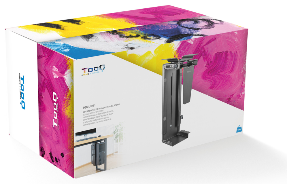 TooQ Soporte Metálico para CPU para Escritorio/Pared, Negro
