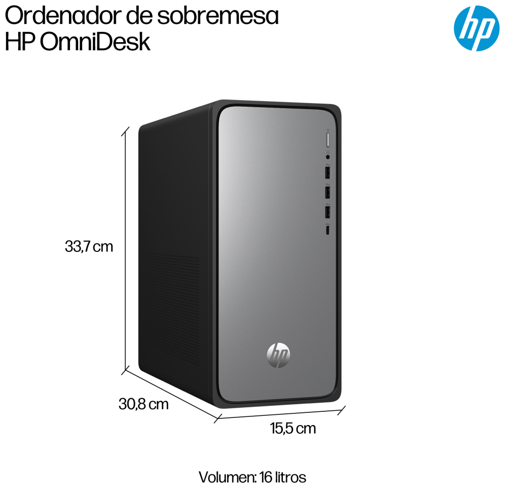HP OmniDesk M02-0021ns Intel® Core™ i5 i5-14400 16 GB DDR5-SDRAM 1 TB SSD FreeDOS Torre PC Plata