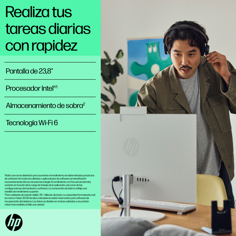 HP 24 -cr0130ns PC Intel® Core™ i5 i5-1335U 60,5 cm (23.8") 1920 x 1080 Pixeles PC todo en uno 16 GB DDR4-SDRAM 512 GB SSD FreeDOS Wi-Fi 6 (802.11ax) Blanco