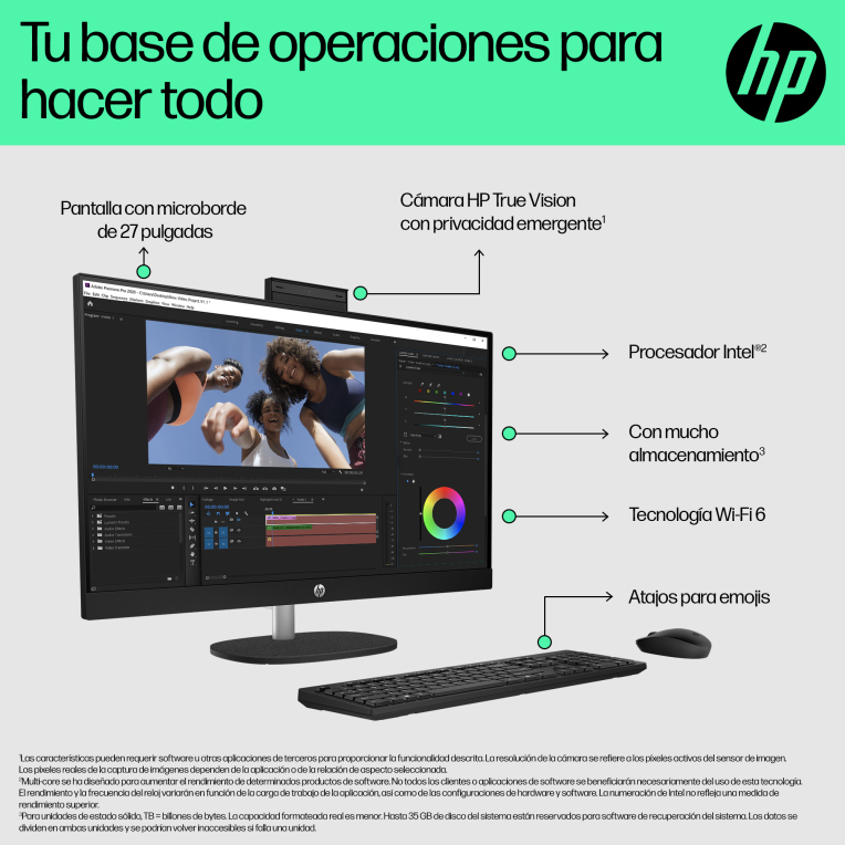 HP All-in-One 27-cr0089ns Intel® Core™ i5 i5-1335U 68,6 cm (27") 1920 x 1080 Pixeles PC todo en uno 16 GB DDR4-SDRAM 512 GB SSD Windows 11 Home Wi-Fi 6 (802.11ax) Blanco
