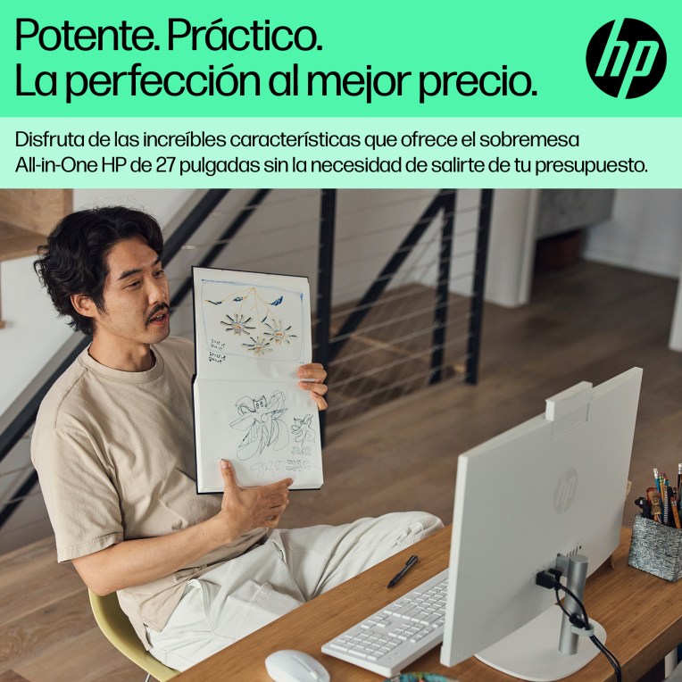 HP All-in-One 27-cr0089ns Intel® Core™ i5 i5-1335U 68,6 cm (27") 1920 x 1080 Pixeles PC todo en uno 16 GB DDR4-SDRAM 512 GB SSD Windows 11 Home Wi-Fi 6 (802.11ax) Blanco