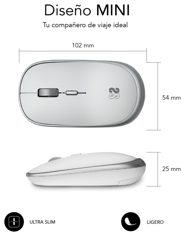 SUBBLIM Ratón Inalámbrico Mini Wireless Mini Mouse Silver