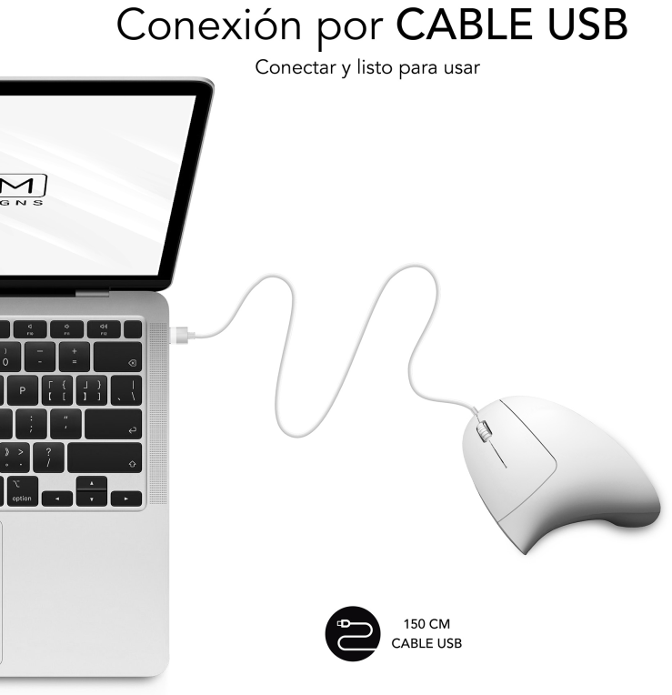 SUBBLIM Ratón GLIDE VERTICAL ERGO WIRED MOUSE WHITE