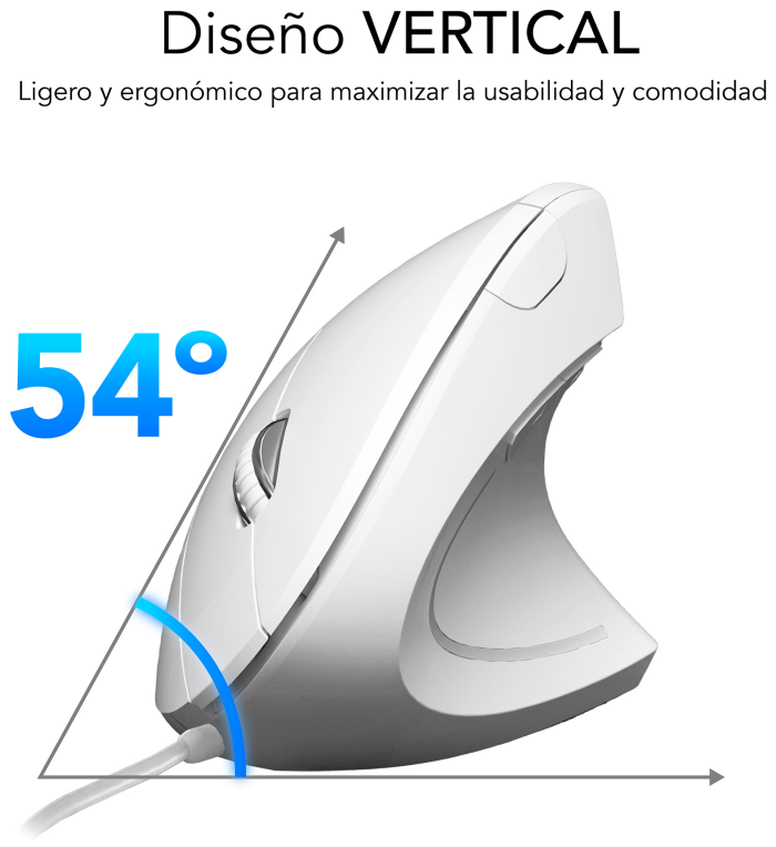 SUBBLIM Ratón GLIDE VERTICAL ERGO WIRED MOUSE WHITE