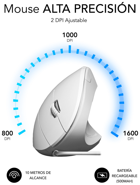 SUBBLIM Ratón GLIDE VERTICAL ERGO WIRED MOUSE WHITE