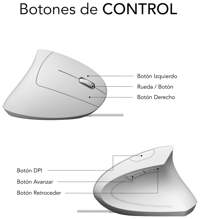 SUBBLIM Ratón GLIDE VERTICAL ERGO WIRED MOUSE WHITE