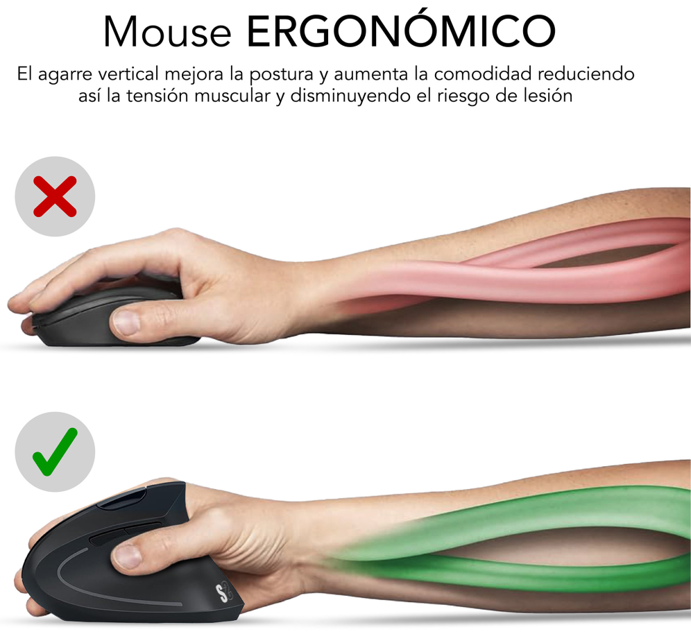 SUBBLIM Ratón GLIDE VERTICAL ERGO WIRED MOUSE WHITE