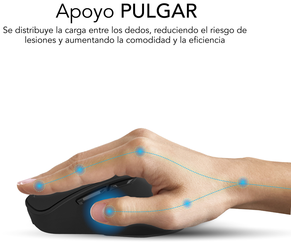 SUBBLIM RATON OPTICO DUAL COMFORT ERGO DUAL BATERIA NEGRO ratón Universal mano derecha Bluetooth + USB Type-A Óptico 2400 DPI