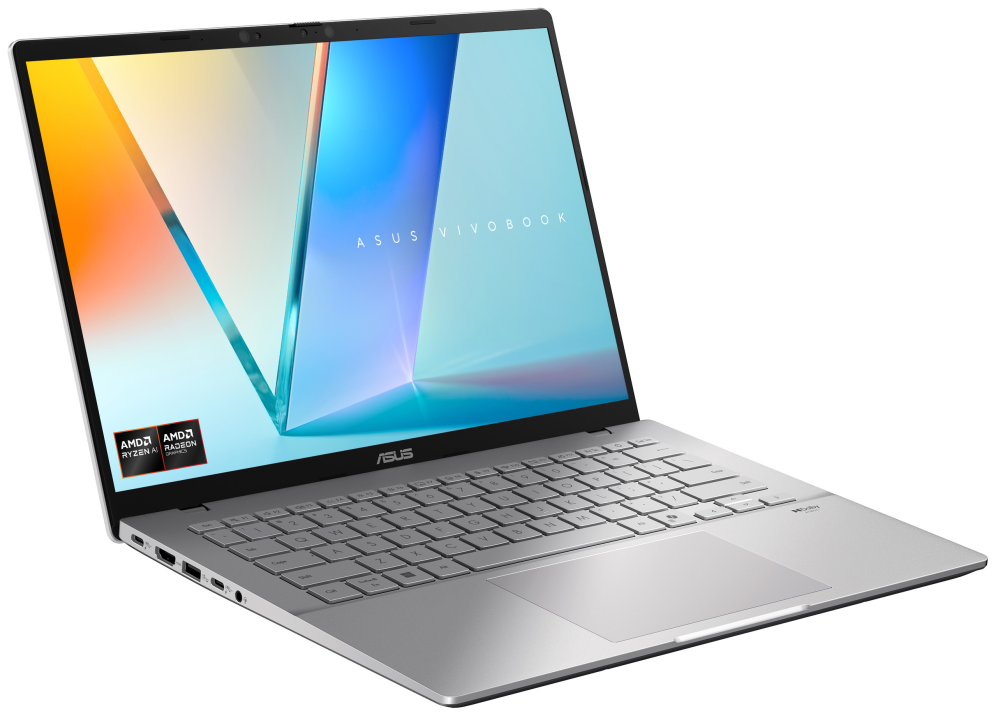 ASUS Vivobook S14 OLED M3407GA-SF010 Copilot+ PC - Ordenador Portátil 14" WUXGA (AMD Ryzen AI 7 445, 16GB RAM, 512GB SSD, Radeon 840M, Sin Sistema Operativo) Plata Fría - Teclado QWERTY español